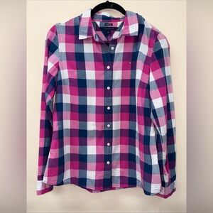 Tommy Hilfiger Pink Navy White Plaid Button-Front Shirt